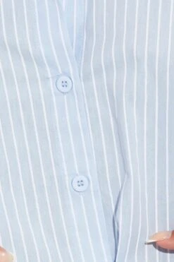 Blue Stripe Shirt Long Sleeve Collar 13 Blue Stripe Shirt Long Sleeve Collar -FabWear Shop wc1303a 47w stripe 7