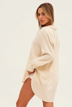 Beige Shirt Long Sleeve Collar -FabWear Shop wc1303b 47w stone 5