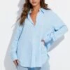 Blue Shirt Long Sleeve Collar