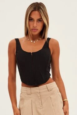 Black Corset Top Square Neck 8 Black Corset Top Square Neck -FabWear Shop wc1346 38wb black 3