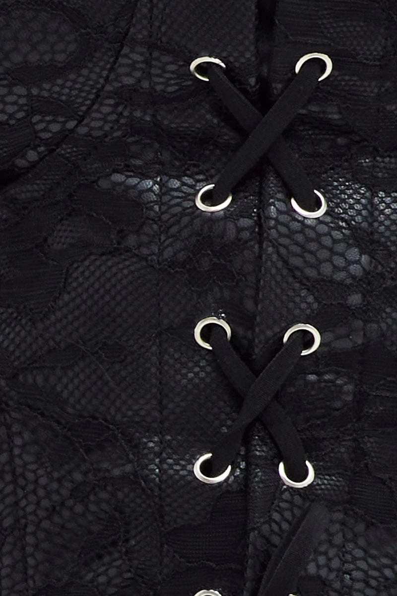 Black Corset Top With Lace Sleeveless 6 Black Corset Top With Lace Sleeveless - Image 6