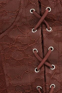 Brown Corset Top With Lace Sleeveless -FabWear Shop wc1348 47wb mocha 6