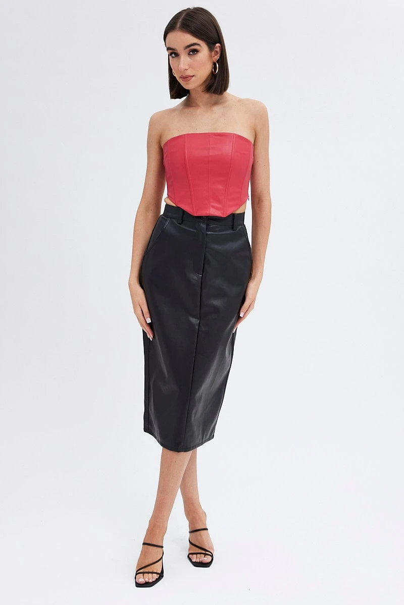 Red Faux Leather Corset 2 Red Faux Leather Corset - Image 2