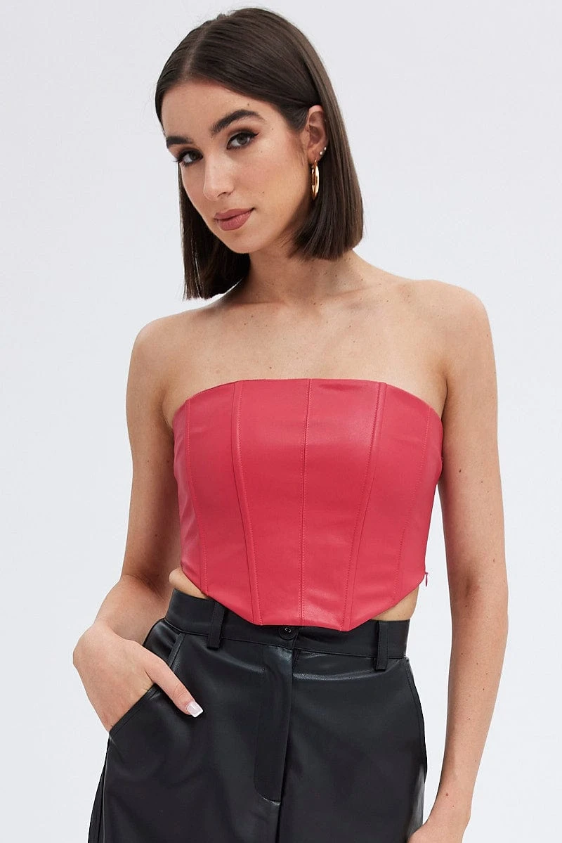 Red Faux Leather Corset 3 Red Faux Leather Corset - Image 3