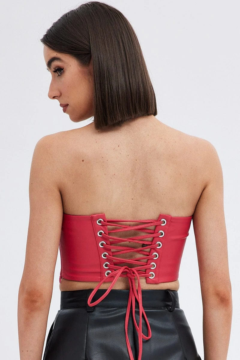 Red Faux Leather Corset 5 Red Faux Leather Corset - Image 5