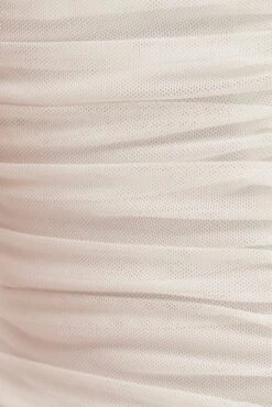 White Ruched Corset Strapless Mesh -FabWear Shop wc1385 47w white 6