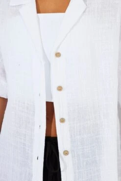 White Shirt Short Sleeve Collared Neck -FabWear Shop wc1676f 47wk white 6