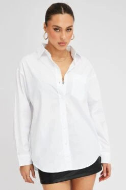 White Shirt Long Sleeve Collared Neck -FabWear Shop wc1698 47wb white 3