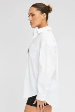 White Shirt Long Sleeve Collared Neck -FabWear Shop wc1698 47wb white 4