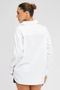 White Shirt Long Sleeve Collared Neck -FabWear Shop wc1698 47wb white 5
