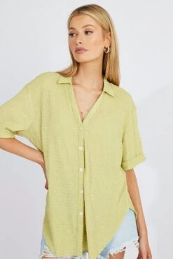 Green Textured Shirt Short Sleeve 8 Green Textured Shirt Short Sleeve -FabWear Shop wc1702 47wb lime 3