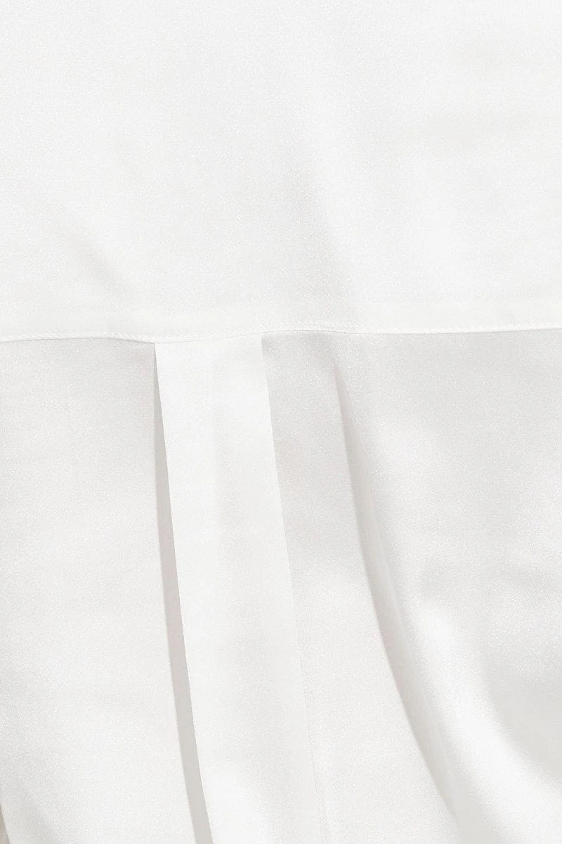 White Satin Long Sleeve Button Up Collared Shirt 6 White Satin Long Sleeve Button Up Collared Shirt - Image 6