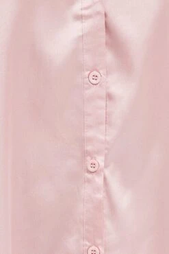 Pink Shirt Long Sleeve Collared Neck Satin -FabWear Shop wc2470 81w pink 6