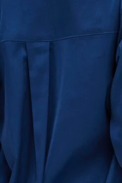 Blue Shirt Long Sleeve Collared Longline Satin 11 Blue Shirt Long Sleeve Collared Longline Satin -FabWear Shop wc2470ax 33w navy 6