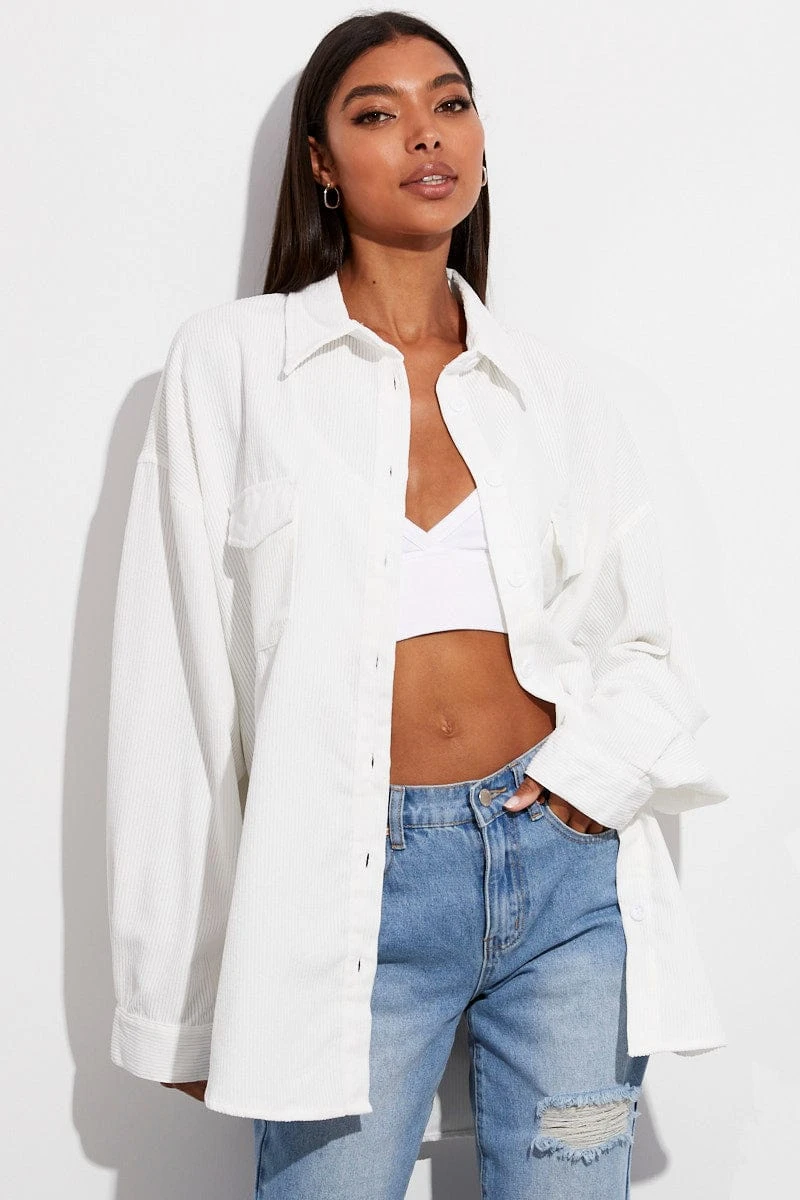 White Textured Shirt Long Sleeve 3 White Textured Shirt Long Sleeve - Image 3