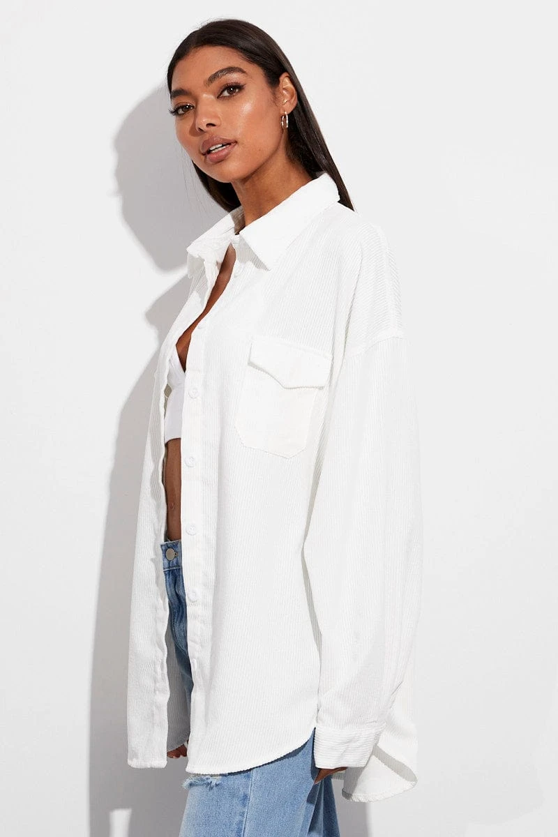 White Textured Shirt Long Sleeve 4 White Textured Shirt Long Sleeve - Image 4