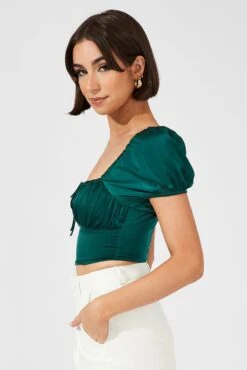 Green Corset Top Short Sleeve -FabWear Shop wc9050 34wb hunter 4