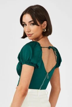 Green Corset Top Short Sleeve -FabWear Shop wc9050 34wb hunter 5