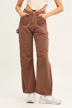 FabWear Shop -FabWear Shop wide leg jean brown carpenter jeans cargo pocket 33006850506945