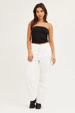 White Denim Jeans High Rise Wide Leg -FabWear Shop wide leg jean white denim jeans high rise wide leg 32965607358657