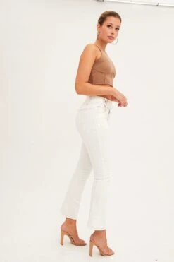 White Low Waist Belted Flared Jeans 9 White Low Waist Belted Flared Jeans -FabWear Shop wide leg jean white low waist belted flared jeans 33136915087553