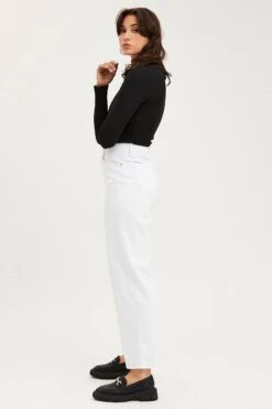 White Wide Leg Denim Jeans High Rise -FabWear Shop wide leg jean white wide leg denim jeans high rise 32980905197761