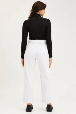 White Wide Leg Denim Jeans High Rise -FabWear Shop wide leg jean white wide leg denim jeans high rise 32980905230529