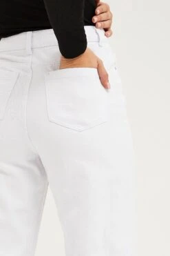 White Wide Leg Denim Jeans High Rise -FabWear Shop wide leg jean white wide leg denim jeans high rise 32980905263297