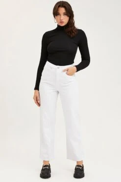 White Wide Leg Denim Jeans High Rise -FabWear Shop wide leg jean winter whi wide leg denim jeans high rise 32887822713025