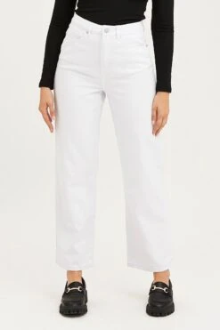 White Wide Leg Denim Jeans High Rise -FabWear Shop wide leg jean winter whi wide leg denim jeans high rise 32887822745793
