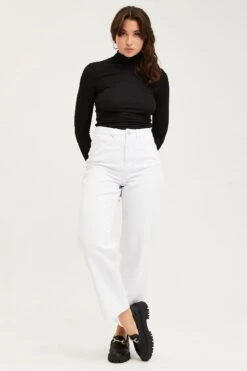 White Wide Leg Denim Jeans High Rise -FabWear Shop wide leg jean winter whi wide leg denim jeans high rise 32887822811329