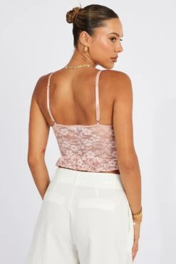Pink Lace Corset Top -FabWear Shop wl000202 51b pink 5