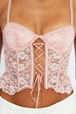 Pink Lace Corset Top -FabWear Shop wl000202 51b pink 6